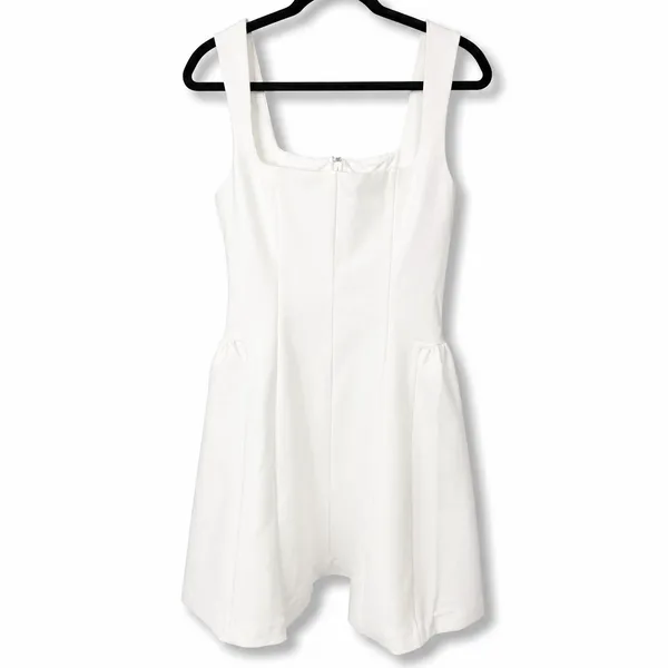 NEW Lulus Roetta White Sleeveless Square Neck Fitted Pleated Mini Dress Large - Image 5