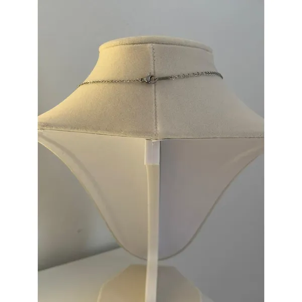 Blue Crystal Charm Necklace Silver Chain Dainty Minimal Pendant Gift - Image 6
