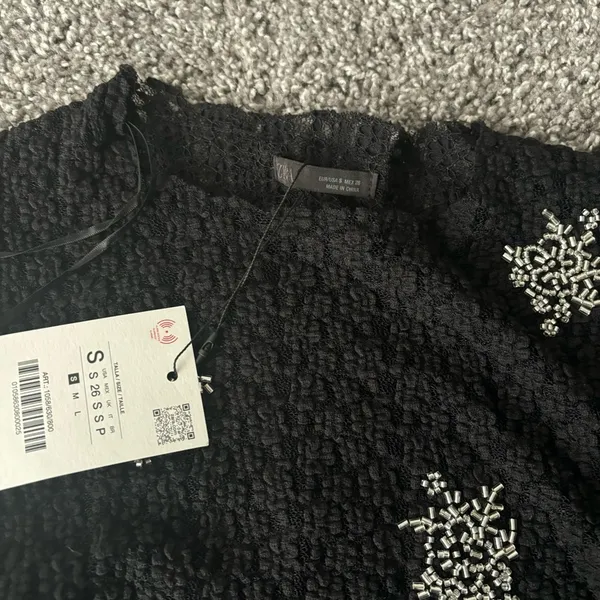 Zara Beaded Mesh Top - Image 3