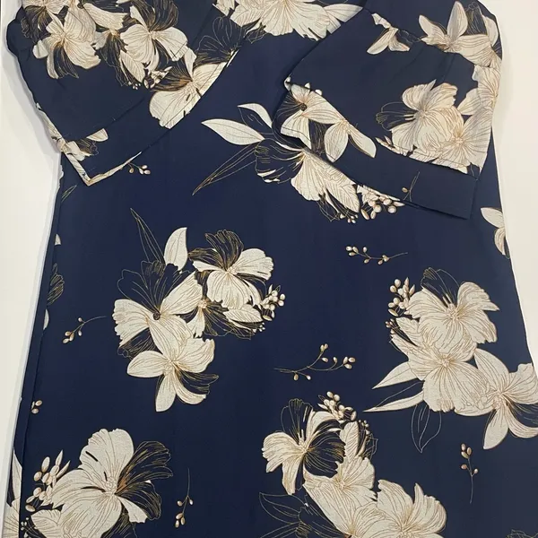 Floral Navy Dress with Ruffle Sleeves‎ - Image 4