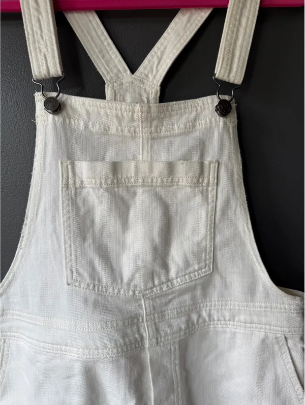 Aerie White Denim Short Overalls - Medium - Image 2