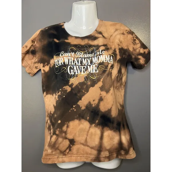 Trace Adkins Shirt Womens Medium Bleach Tie Dye Glitter Graphic LAT Tee Top - Image 2