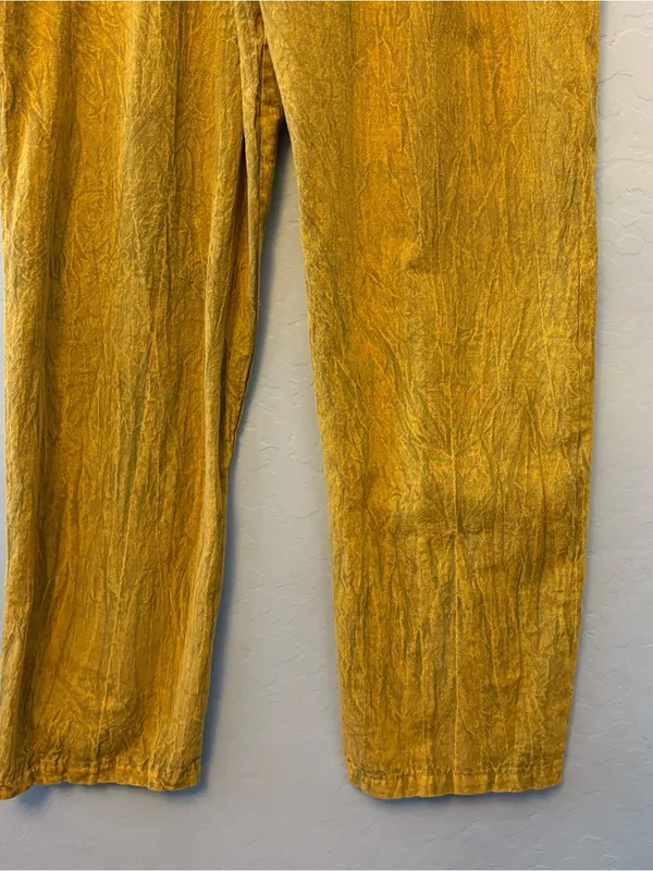 Rhea mustard yellow acid wash looking bohemian overalls size medium - Image 16