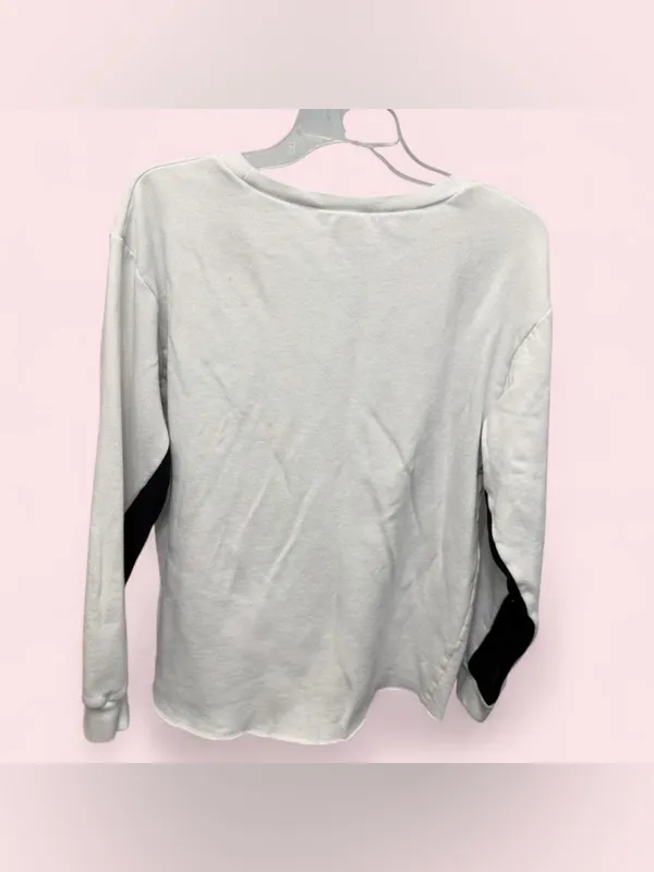 Victoria's Secret PINK Nation Campus Crew Sweatshirt White Black Medium - Image 7