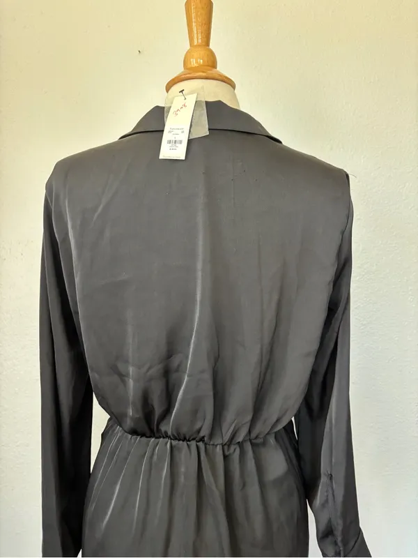 Francesca's Collections Black Long Sleeve Wrap Mini Dress - Image 8