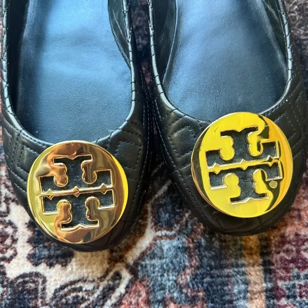 Tory Burch black quilted round toe flats Minnie travel slip on shoes‎ - Image 2