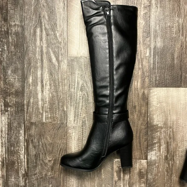 New York & Company Black Over-the-Knee Block Heel Boots with Dual Zippers Size 8 - Image 11