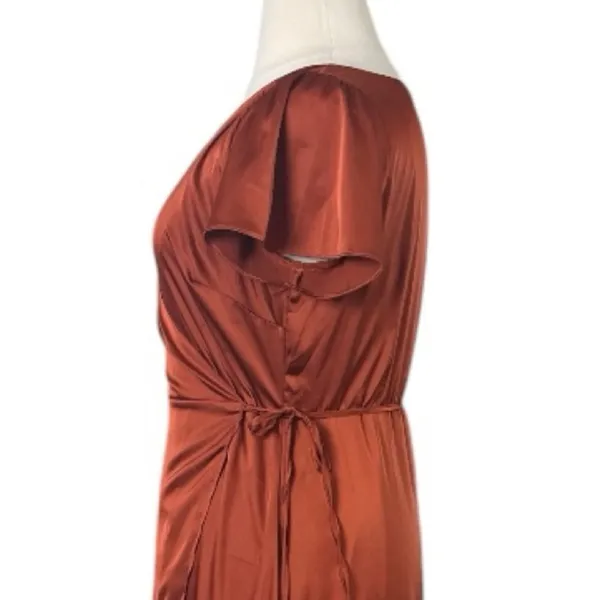 Baltic Born Maxi Wrap Dress Short Sleeve Burnt Orange Satin Women’s Size XXL - Image 9