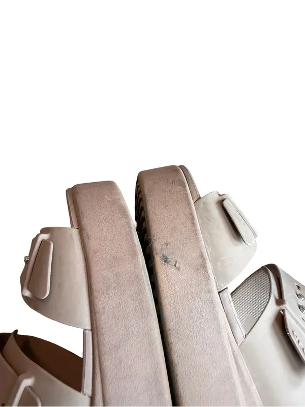 Crocs Taupe Double Buckle Platform Slide Sandals Flatform Comfort Size 8 Women's - Image 10