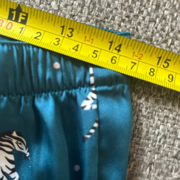 LOFT Teal Satin Sleep Pants with White & Black Zebra Print | Size Small - Image 7