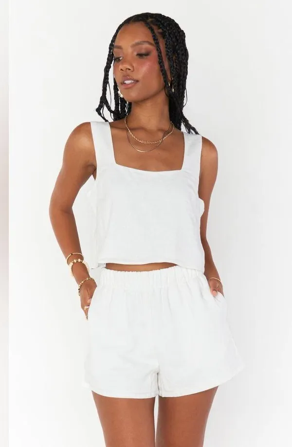 SHOW ME YOUR MUMU Hendrix Short In White Linen - Image 7
