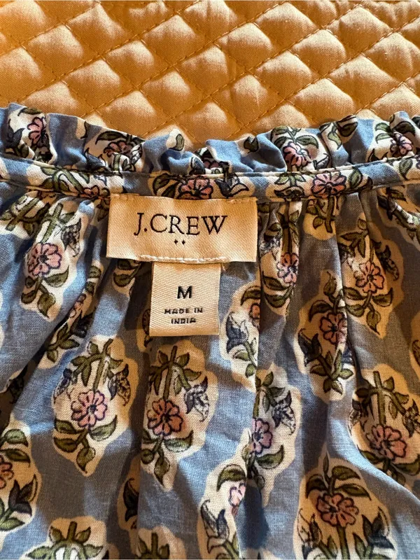 J. Crew floral print cotton blouse/tunic women’s M blue pink green - Image 8