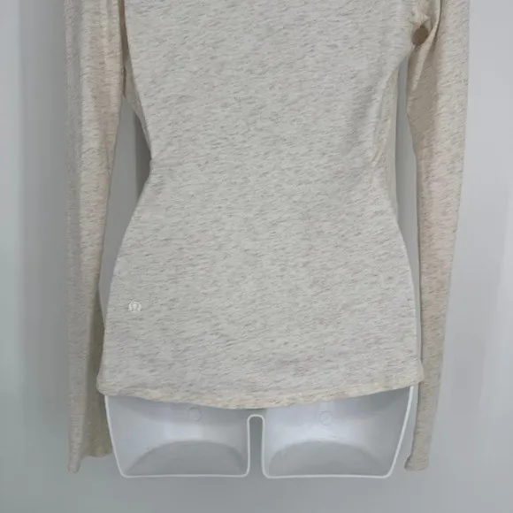 Lululemon Radiant Long Sleeve‎ Wrap Top Size 2 Heathered Beige Thumbholes Active - Image 8