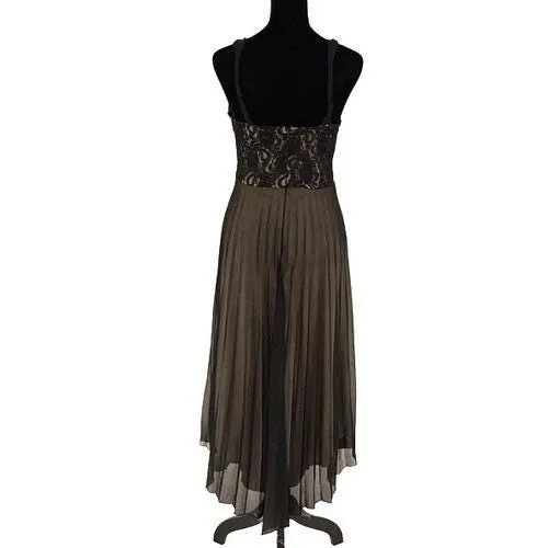 Vintage Roulette Lace Accordion Pleated Semi Sheer Lined Dress Black Size Medium - Image 6