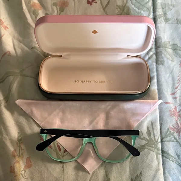 Kate Spade Adrie Black and Mint Eyeglasses with Pink Case - Image 4