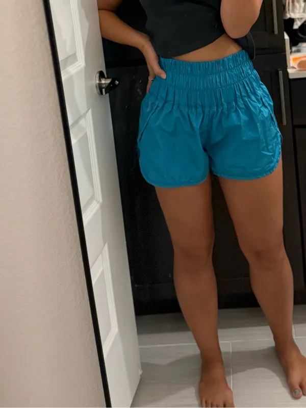 FP Movement by Free People Teal High-Waist Smocked Skort Shorts - Image 10