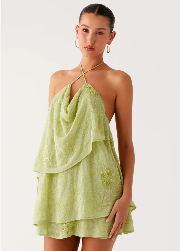 Peppermayo On The Go Beaded Mini Dress - Mint - Image 2