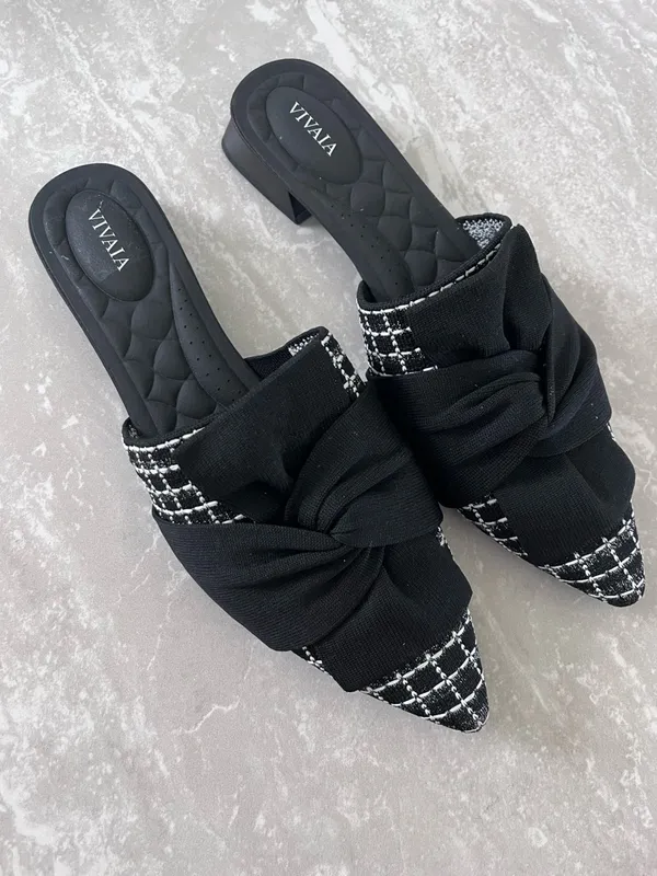 VIVAIA Black and White Mules- Size 41.5 - Image 3