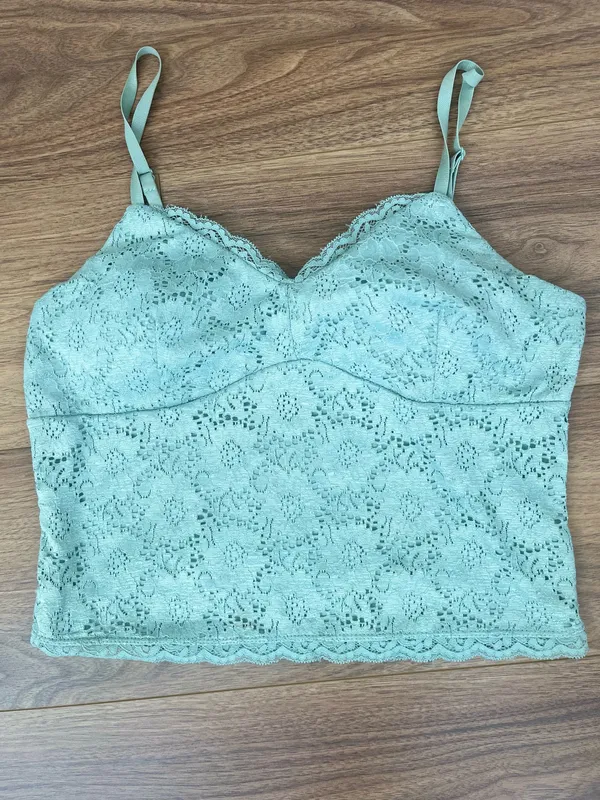 No Boundaries Mint Green Lace Cami Top Size L 11-13 Y2K - Image 3