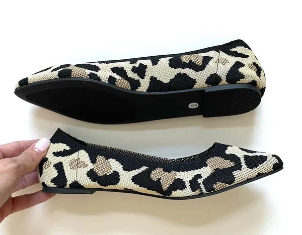 Mia Ballerina Pointed Stretch Flats Animal Print Tan Size 6 NEW - Image 6
