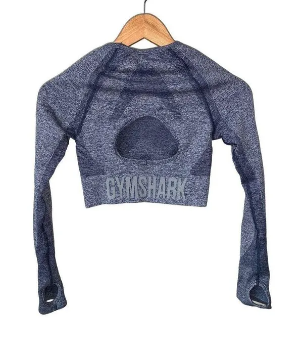 Flex Long Sleeve Active Blue crop Top - Image 3