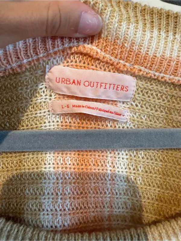 Urban Outfitters Striped Off-Shoulder Sweater in Peach, Cream & Olive - Image 3