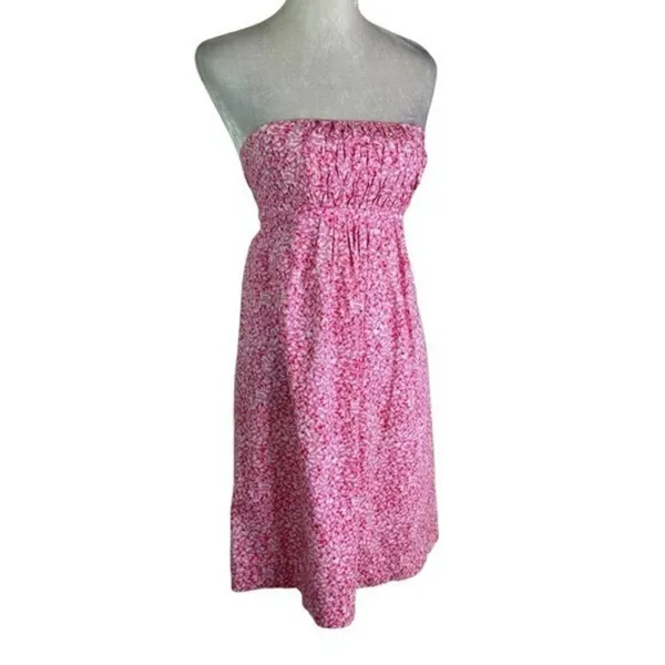 Vintage 90’s Lilly Pulitzer White Label Cotton Strapless Snorklin’ Dress Pink 2 - Image 10