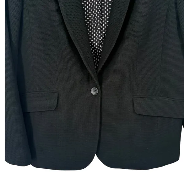 Talbots Women's Aberdeen Waffle Knit One Button Blazer Jacket Black Sz 14 Career - Image 6