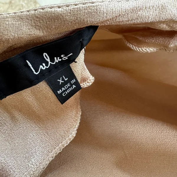 Lulus Sleek and Sweet Champagne Satin Cutout Backless Slip Midi Dress XL NWT - Image 10