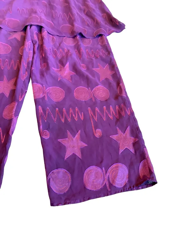 Victoria's Secret Gold Label Purple Pink Star Print Pajama Set Medium Women's - Image 6
