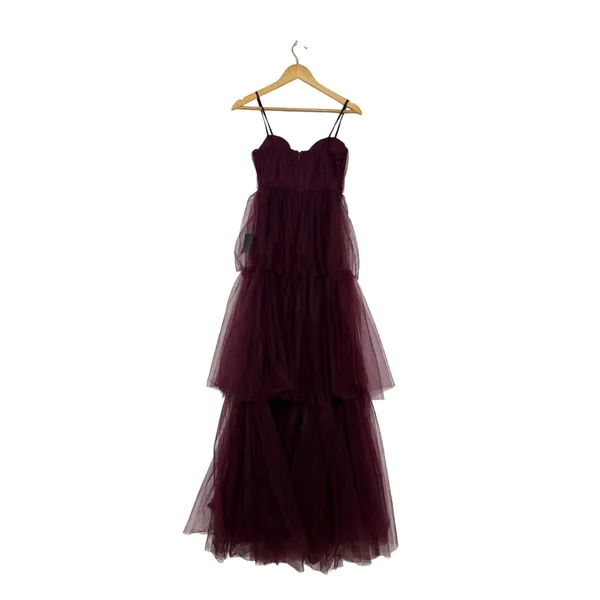 Lulus Unforgettable Poise Maxi Dress Women's XS Plum Purple Tulle Tiered NWT - Image 6