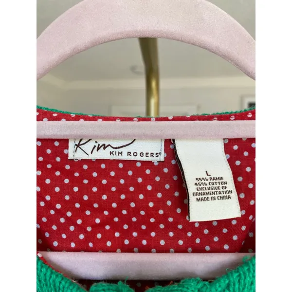 Kim Rogers Santa‎ Christmas Vest Knit Holiday Festive Green Embellished Parisian - Image 7