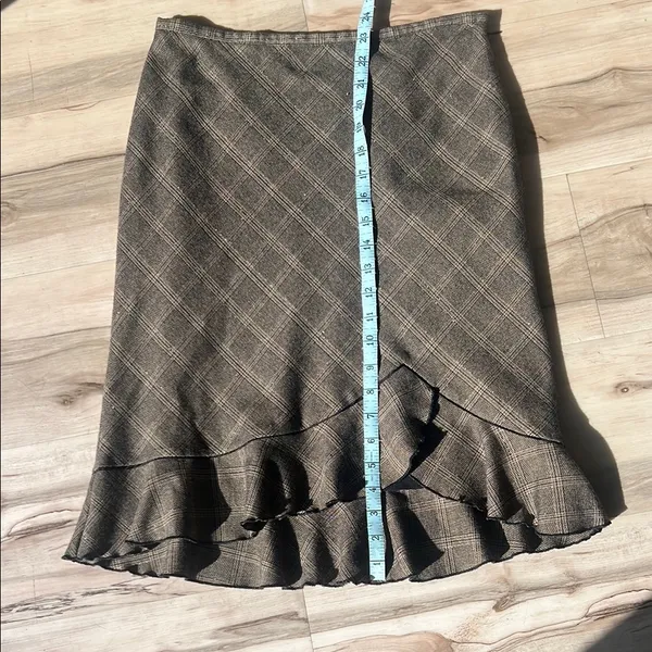 Brown Plaid Women's Skirt Gray Size 2 - Image 3