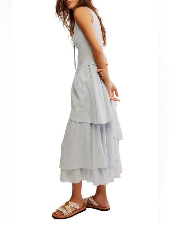 Free People In My Dreams Midi Dress in Pearl Blue Size Large - Image 13
