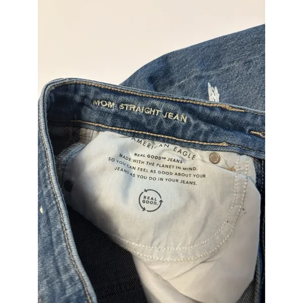 American Eagle Outfitters Distressed Jeans Plaid Flannel Patch Size 6 High Rise - Image 7