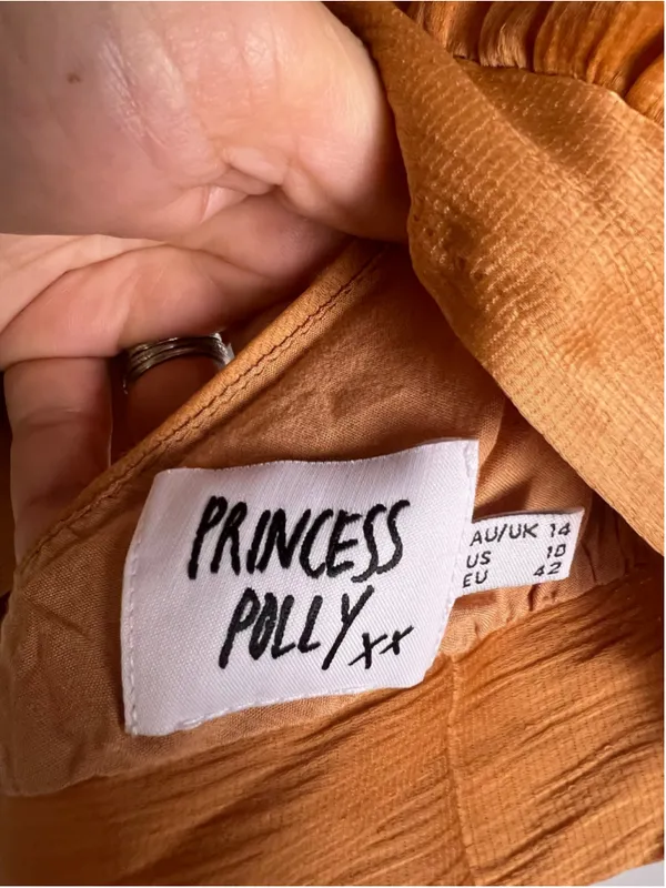 Princess Polly Y2K Bronze Halter Top US 10 Backless Tie Boho 70s Festival Fairy - Image 3