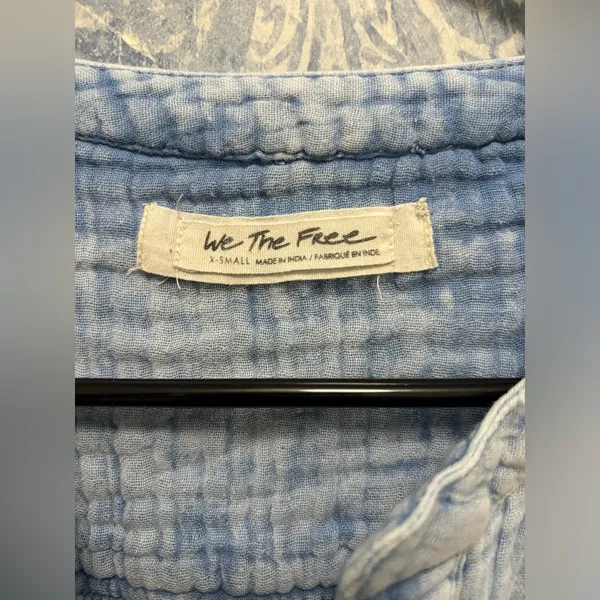 Free People Anguilla Washed Pullover Blue Top Size XS - Image 2