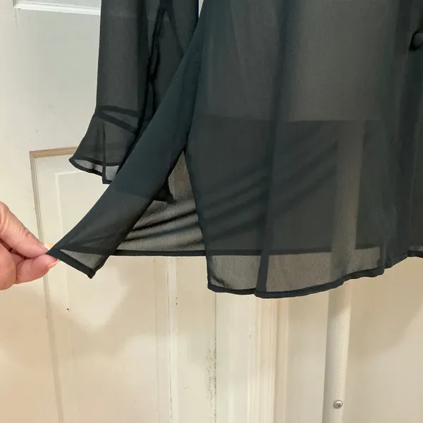 Victoria's Secret Sheer Black Ruffle Blouse M Y2K Whimsigoth Dark Academia VTG - Image 4