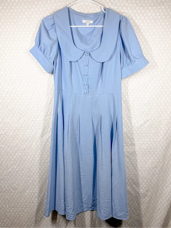 Rihoas Light Blue Peter‎ Pan Collar Milkmaid Midi Dress - Image 2