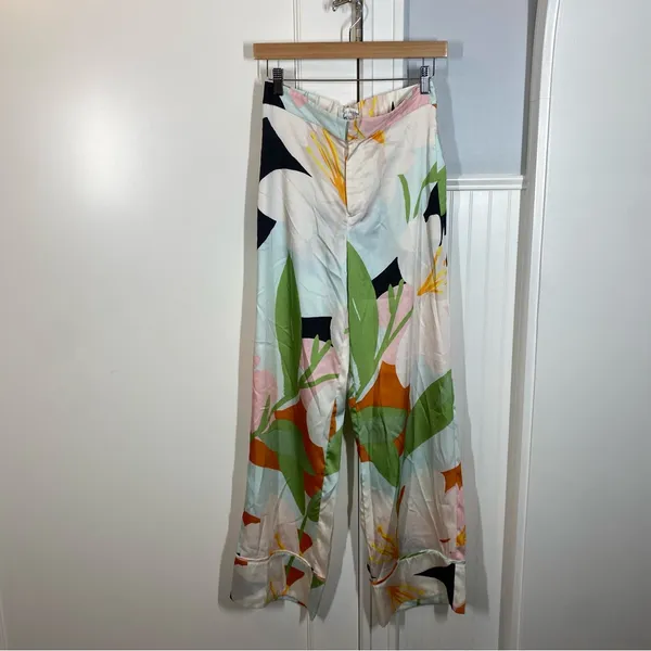 Great Jones Pants Wide Leg Multi Floral size 4 coastal Beachy resortwear Flowy‎ - Image 2