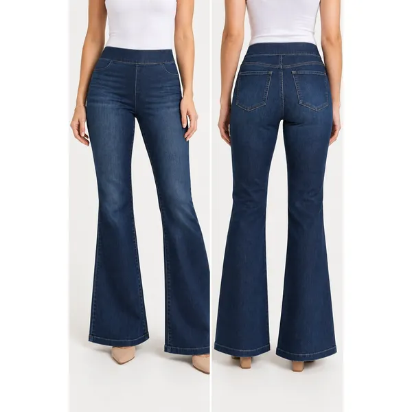 SPANXshape EveryWear Pull-On Flare Jeans XL High Rise Dark Wash Stretch - Image 2