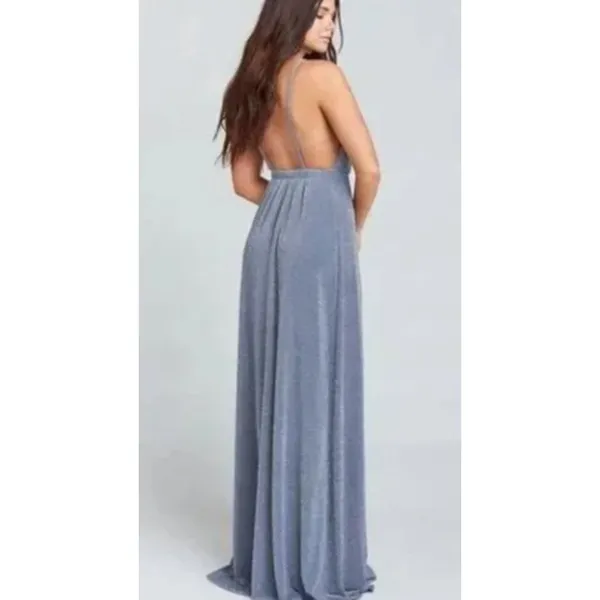 Show Me Your Mumu Maxi Amanda Dress Silver Metallic Size Small NEW - Image 3