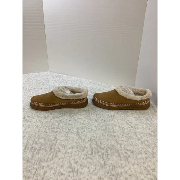 Zodiac Latte Suede Faux Fur Lined Slippers Mules Tan H8094L1201‎ Womens 7 M NEW - Image 4