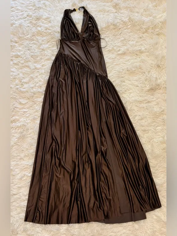 NEW Delfi Collective Rae Jersey Halter Gown Sz M - Image 5