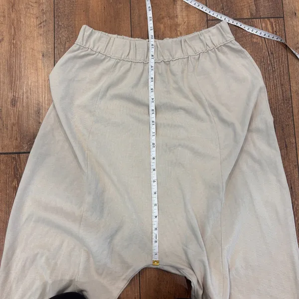 Zara Beige Slouchy Pull On Cotton Flowy Baggy Harem Drop Crotch Lounge Pants S - Image 8