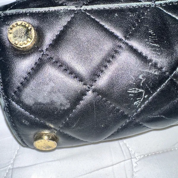 Michael Kors Satchel Susannah Leather Quilted Double Handle Large Black - Image 4