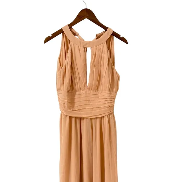 Lulus Sintra Peach Pleated Backless Maxi Dress size Medium NWT - Image 7