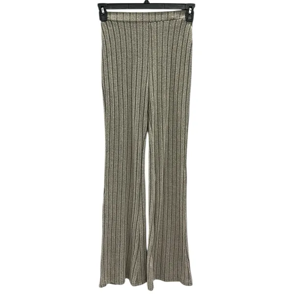 Source Unknown Khaki High Waisted Wide Ribbed Pull On Flare Legging Stretch Pants Womens Small - Image 6