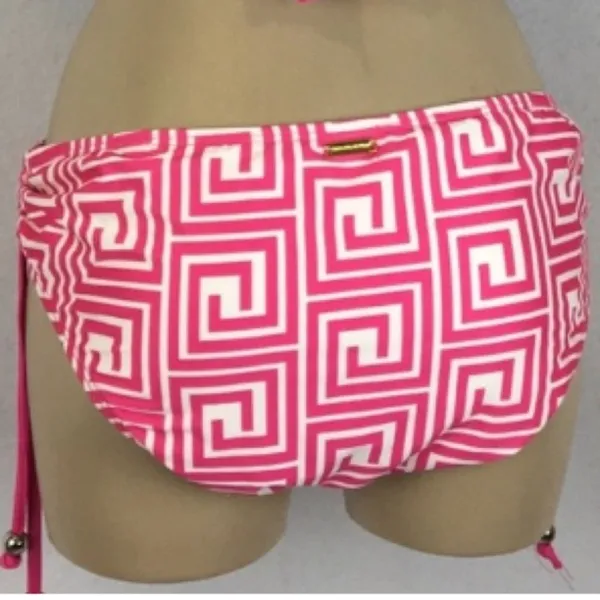 Antonio Melani Pink & White Print Swim Bathing Suit Bottoms S - Image 3