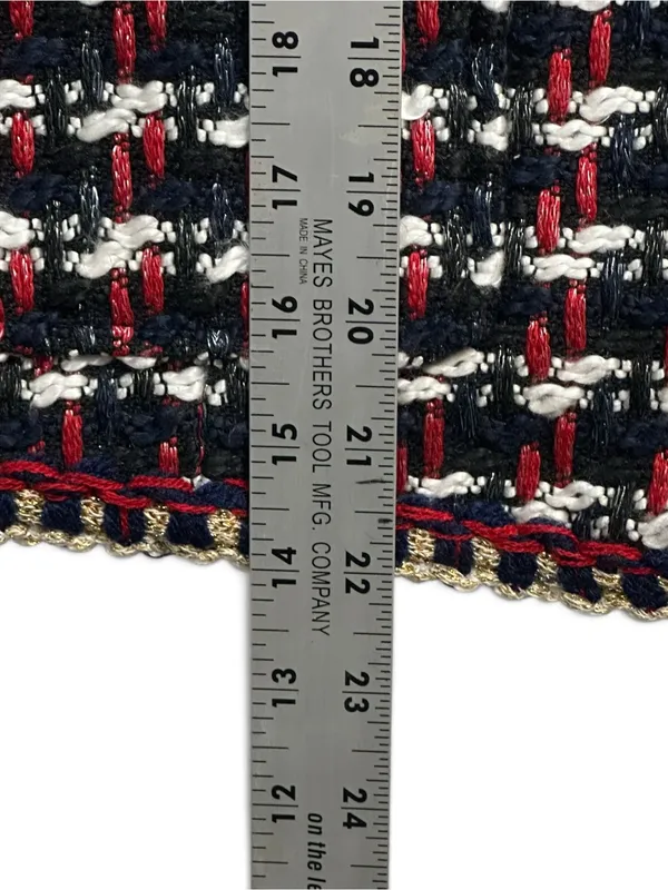 Zara Basic Tweed Bouclé Jacket Women’s L Red Black White Gold Trim Blazer - Image 8